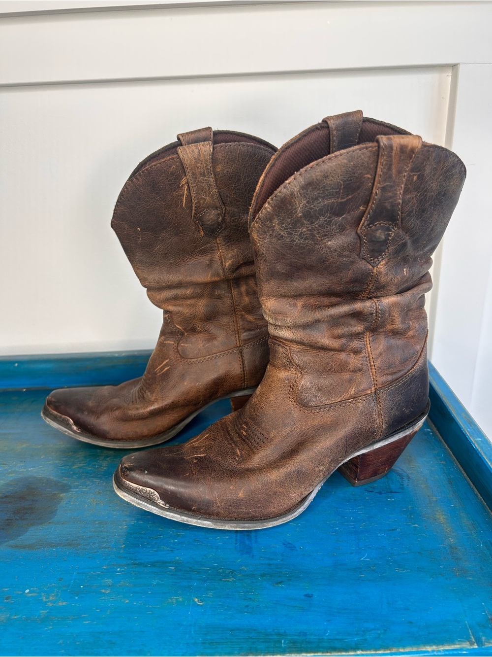 Durango Brown Leather Western Heeled Boots